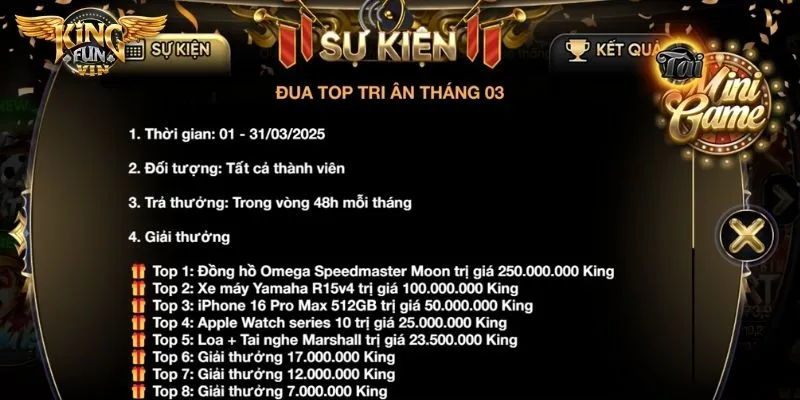 Đua top tri ân trong tháng là một chương trình hot