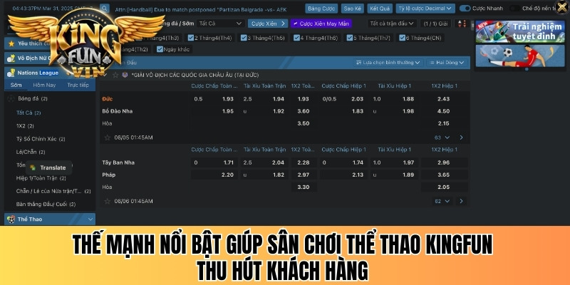 Thế mạnh nổi bật giúp sân chơi thể thao Kingfun thu hút khách hàng